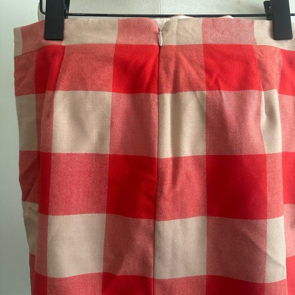 J. Crew GINGHAM Red and Tan WOOL Checkered LINED Skirt SZ MED 8 - Picture 3 of 5